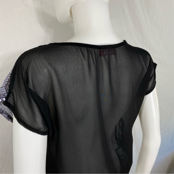 Sasha Black & Silver Sheer Sequins Blouse - Picture 4 of 5